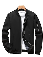 お買い得  メンズジャケット＆コート-男性用 ボンバージャケット トランジションジャケット スポーツ・アウトドア 防風 クラシック オールシーズン 純色 クラシック・タイムレス クルーネック レギュラー ブラック ルビーレッド グリーン カーキ色 ダークブルー ジャケット