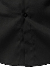 cheap Men&#039;s Button Down Shirts-Men&#039;s Shirt Dress Shirt Button Down Shirt Plain Wedding Office &amp; Career Black Long Sleeve Turndown Spring &amp;  Fall Clothing Apparel Basic