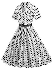 levne Šaty-Retro 50. léta Rockabilly Ke kolenům Houpací šaty Flare šaty Košilové šaty S páskem Puntíky Maškarní kostým Dámské Karneval Plesová maškaráda Dovolená Večírek Na den Dospělé Šaty Jaro léto