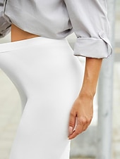 baratos Leggings lisas-Mulheres Leggings Moda Comprimento da panturrilha Tecido Renda Compressão abdominal Butt Lift Conforto Com Stretch Casual Final de semana Branco Delgado