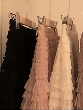 ieftine Fuste simple-trompeta / sirenă de damă fustă lungă fuste maxi cu volane tul culoare uni vacanță casual zilnic primăvară &amp;amp; vara tul vara negru alb roz kaki