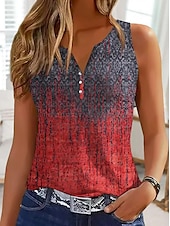 voordelige Grafische winkel Tanktops &amp; Camis-Dames Camisole Tanktop Actieve Casual Ombre Print Mouwloos Reguliere Tops V Hals Casual Dagelijks Zwart Wijn Rood Zomer