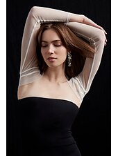 preiswerte Wraps für Hochzeitsgäste-Schals Damenumhang Elegant Rein Sonnenschutz Langarm Tüll Hochzeit Schals Mit Unifarbe Für Party Frühling &amp; Sommer