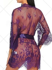 billige Sexy undertøy-kvinners pyjamas nattkjole nattskjortekjole ren farge enkel tilfeldig myk hjem daglig seng polyester pustende v wire langermet sommer vår hjemmeantrekk