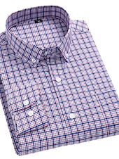 economico camicie oxford da uomo-Per uomo Camicie Camicia a righe Camicia non stirabile Camicia Oxford Banda Matrimonio Da mare grigio blu Giallo Verde chiaro Blu Manica lunga Collo ripiegabile Per tutte le stagioni Abbigliamento