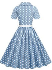 levne Šaty-Retro 50. léta Rockabilly Ke kolenům Houpací šaty Flare šaty Košilové šaty S páskem Puntíky Maškarní kostým Dámské Karneval Plesová maškaráda Dovolená Večírek Na den Dospělé Šaty Jaro léto