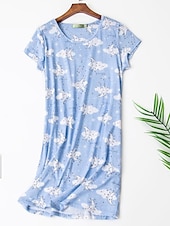 billige Nattkjoler og nattøy for damer-kvinners pyjamas nattkjole nattskjortekjole dyr frukt uformell komfort søt hjemmegate daglig polyester pustende rund hals kortermet sommer vår hjemmeantrekk