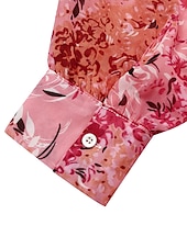 preiswerte Lässige Blumenkleider-damen swingkleid maxi langes kleid rosa langarm floral print frühling sommer tiefes v elegant boho 2022 s m l xl xxl xxxl