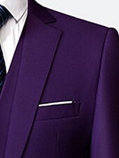 abordables Trajes formales-Trajes de boda para hombres azul real azul cielo en color sólido ajuste estándar de 3 piezas de un solo botón