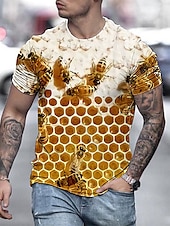 cheap Animal Print T shirts-Men&#039;s Unisex Bee Graphic Prints Shirt T shirt Tee Short Sleeve T shirt 3D Print Crew Neck Shirt Designer Casual Big and Tall Daily Holiday A B C Summer Clothing Apparel S M L XL XXL 3XL 4XL