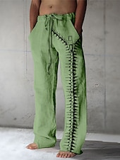 cheap Men&#039;s Printed Casual Pants-Men&#039;s Trousers Summer Pants Beach Pants Drawstring Elastic Waist 3D Print Graphic Prints Comfort Casual Daily Holiday Streetwear Hawaiian White Green