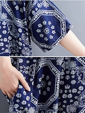 billige Boho-kjoler-Dame Maxikjole Uformell kjole Etnisk kjole Swingkjole Sommerkjole Årgang Retro Rød Fritid Feriereise Daglig Ferie Løstsittende Stamme Halvlange ermer Crew-hals Svart Rød Navyblå Sommer Vår Høst