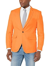 abordables Blazers et vestes-Veste de blazer pour hommes veste de sport mode décontractée couleur unie bleu lac blanc jaune coupe ajustée à simple boutonnage un bouton