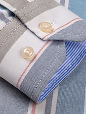 preiswerte Oxford-Hemden für Herren-Herren Oberhemd Gestreiftes Hemd Hemd Bügelfreies Hemd Oxford Hemd Kariert / Gestreift / Chevron Hochzeit Büro &amp; Karriere Hellblau Dunkelrot Rote Dunkelmarine Langarm Hemdkragen Ganzjährig Bekleidung