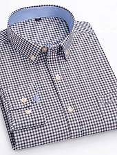 preiswerte Oxford-Hemden für Herren-Herren Oberhemd Gestreiftes Hemd Hemd Bügelfreies Hemd Oxford Hemd Kariert / Gestreift / Chevron Hochzeit Büro &amp; Karriere Hellblau Dunkelrot Rote Dunkelmarine Langarm Hemdkragen Ganzjährig Bekleidung