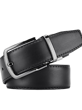 levne Pánské opasky-Pánské Pásky k šatům Kožený pásek Řemen s ráčnou Opasek pro volný čas Klasický Jean pásek Hovězí kůže stylové Na běžné nošení Gentleman Bez vzoru Černá Denní nošení Jdeme ven Víkend