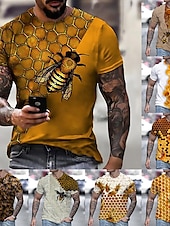 cheap Animal Print T shirts-Men&#039;s Unisex Bee Graphic Prints Shirt T shirt Tee Short Sleeve T shirt 3D Print Crew Neck Shirt Designer Casual Big and Tall Daily Holiday A B C Summer Clothing Apparel S M L XL XXL 3XL 4XL