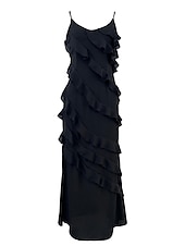 preiswerte Kleider für den-Damen schwarzes kleid Ballkleid abendkleider Rüsche Gespleisst Spaghetti-Träger Ärmellos kleid hochzeitsgast Urlaub Schwarz Rote Sommer Frühling