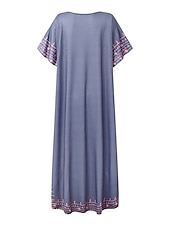 ieftine Rochii Boho-Pentru femei Rochie Maxi lungă Rochie Lunga Rochie Maxi Rochie casual Rochii Tricou Rochie Boho Rochie imprimata Modă Boem Casual În aer liber Vacanță Zilnic Potrivire Largă Floral Manșon scurt În V
