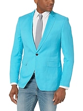 abordables Blazers et vestes-Veste de blazer pour hommes veste de sport mode décontractée couleur unie bleu lac blanc jaune coupe ajustée à simple boutonnage un bouton