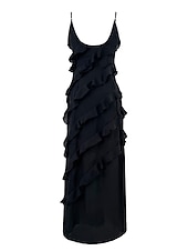 preiswerte Kleider für den-Damen schwarzes kleid Ballkleid abendkleider Rüsche Gespleisst Spaghetti-Träger Ärmellos kleid hochzeitsgast Urlaub Schwarz Rote Sommer Frühling