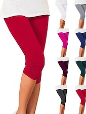 billiga Enkla Leggings-Dam Yogabyxor Solskydd Magkontroll Rumplyft Hög midja Yoga Kondition Gymträning Caprileggings Underdelar Violett Svart Vit sporter Sportkläder Hög Elasisitet Mager