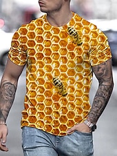 cheap Animal Print T shirts-Men&#039;s Unisex Bee Graphic Prints Shirt T shirt Tee Short Sleeve T shirt 3D Print Crew Neck Shirt Designer Casual Big and Tall Daily Holiday A B C Summer Clothing Apparel S M L XL XXL 3XL 4XL