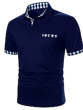 tanie Męska klasyczna koszulka polo-Męskie Koszulka polo Koszula golfowa Codzienny Święto Klapa Krótki rękaw Moda Podstawowy Równina Klasyczny Lato Regularny Czarny Biały Granatowy Koszulka polo