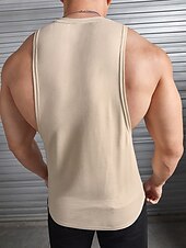ieftine Tricouri de Sală-Bărbați Bluză Fără manșon Stil Nautic Vară Simplu / Solid Modă Designer Muşchi În aer liber Ieșire Sală de Fitness Kaki Top tricou pentru bărbați