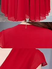 preiswerte Weiße Freizeitkleider-Damen Maxikleid Weißes Kleid Casual kleid Chiffon-Kleid Einfarbig Brautkleider schlicht Reifen Outdoor Täglich Wochenende Rüschen Kurzarm V Ausschnitt Kleid Regular Fit Weiß Rosa Rote Sommer Frühling