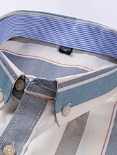 preiswerte Oxford-Hemden für Herren-Herren Oberhemd Gestreiftes Hemd Hemd Bügelfreies Hemd Oxford Hemd Kariert / Gestreift / Chevron Hochzeit Büro &amp; Karriere Hellblau Dunkelrot Rote Dunkelmarine Langarm Hemdkragen Ganzjährig Bekleidung