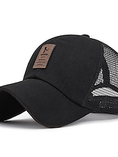 billiga Baseballkeps herr-Herr Snapback hatt Basebollkeps Trucker Hat Mesh Keps Svart Vit Polyester Mesh baksida Resor Strandstil Utomhus Semester Slät Justerbara Solskyddskräm Andningsfunktion Mode