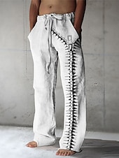 cheap Men&#039;s Printed Casual Pants-Men&#039;s Trousers Summer Pants Beach Pants Drawstring Elastic Waist 3D Print Graphic Prints Comfort Casual Daily Holiday Streetwear Hawaiian White Green