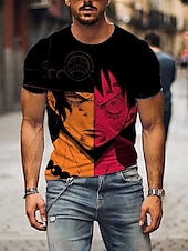 cheap Cartoon &amp; Movie Character Graphic-One Piece Monkey D. Luffy Roronoa Zoro T-shirt Print 3D Graphic For Men&#039;s Adults&#039; Masquerade 3D Print Casual Daily