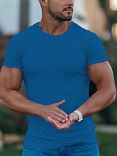 economico Magliette casual da uomo-Per uomo Maglietta Maniche Corte Girocollo Estate Striscia di Fossa Moda Essenziale Casual Vacanza Uscire Casual Quotidiano blu navy Bianco Blu Maglietta Top per Uomo