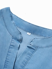 abordables Robes en jean-Robe en jean Robe casual Femme Robe mi-longue Jean Décontractées Extérieur du quotidien Vacances Col de Chemise Bouton Demi Manches Eté Printemps 2023 Ample Bleu clair Couleur monochrome S M L XL XXL