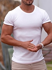 economico Magliette casual da uomo-Per uomo Maglietta Maniche Corte Girocollo Estate Striscia di Fossa Moda Essenziale Casual Vacanza Uscire Casual Quotidiano blu navy Bianco Blu Maglietta Top per Uomo