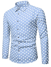 cheap Men&#039;s Button Up Shirts-Men&#039;s Shirt Button Up Shirt Casual Shirt Summer Shirt Black White Pink Blue Long Sleeve Polka Dot Lapel Daily Vacation Clothing Apparel Fashion Casual Comfortable
