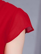 preiswerte Weiße Freizeitkleider-Damen Maxikleid Weißes Kleid Casual kleid Chiffon-Kleid Einfarbig Brautkleider schlicht Reifen Outdoor Täglich Wochenende Rüschen Kurzarm V Ausschnitt Kleid Regular Fit Weiß Rosa Rote Sommer Frühling
