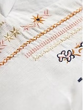 preiswerte Wesentliche Falsche Hemden-Damen Hemd Kunstbaumwollleinen Stickerei Ethnisch Elegant Mode V Ausschnitt Weiß Sommer Frühling Herbst