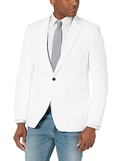 abordables Blazers et vestes-Veste de blazer pour hommes veste de sport mode décontractée couleur unie bleu lac blanc jaune coupe ajustée à simple boutonnage un bouton