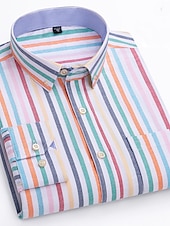 preiswerte Oxford-Hemden für Herren-Herren Oberhemd Gestreiftes Hemd Hemd Bügelfreies Hemd Oxford Hemd Kariert / Gestreift / Chevron Hochzeit Büro &amp; Karriere Hellblau Dunkelrot Rote Dunkelmarine Langarm Hemdkragen Ganzjährig Bekleidung