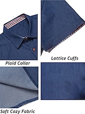 economico camicia da uomo con bottoni-Per uomo Camicia Camicia Estiva Camicia casual Camicia da Spiaggia Camicia con Bottoni Nero Blu Verde Grigio Manica Corta Blocco di colori Quadri Bavero Vacanza Quotidiano Abbigliamento Cotone Misto