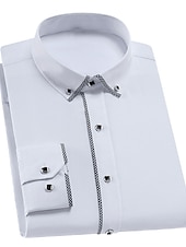 economico Camicie Button Down da uomo-Per uomo Camicie Camicia abbottonata Color Block Ufficio e carriera Per uscire Bianco Blu marino Manica lunga Colletto italiano visibile Primavera estate Abbigliamento