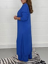 voordelige Tweedelige sets-Dames Pyjama Pyjamatop en broek Sets 2-delig Modieus Casual Zacht Heldere kleur T-shirt Pantalon Huis Dagelijks Bed Lange mouw V-Wire Zwart Wit Geel blauw Groen Zomer Lente
