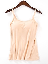 abordables Débardeurs et camisoles femme-Débardeur en camisole pour femmes Simple Basique Sans manches Col en U Hauts réguliers Décontracté Noir Blanc Rose Bleu Beige