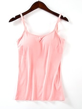 abordables Débardeurs et camisoles femme-Débardeur en camisole pour femmes Simple Basique Sans manches Col en U Hauts réguliers Décontracté Noir Blanc Rose Bleu Beige
