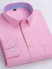 preiswerte Oxford-Hemden für Herren-Herren Oberhemd Gestreiftes Hemd Hemd Bügelfreies Hemd Oxford Hemd Kariert / Gestreift / Chevron Hochzeit Büro &amp; Karriere Hellblau Dunkelrot Rote Dunkelmarine Langarm Hemdkragen Ganzjährig Bekleidung