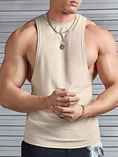 ieftine Tricouri de Sală-Bărbați Bluză Fără manșon Stil Nautic Vară Simplu / Solid Modă Designer Muşchi În aer liber Ieșire Sală de Fitness Kaki Top tricou pentru bărbați