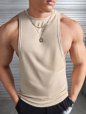ieftine Tricouri de Sală-Bărbați Bluză Fără manșon Stil Nautic Vară Simplu / Solid Modă Designer Muşchi În aer liber Ieșire Sală de Fitness Kaki Top tricou pentru bărbați